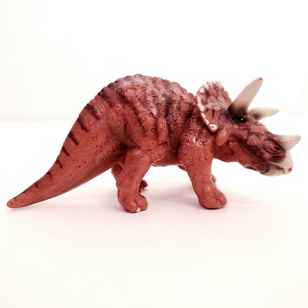 Blip Toys Striped Brown Triceratops Dinosaur Toy Figure 2007 4.5"